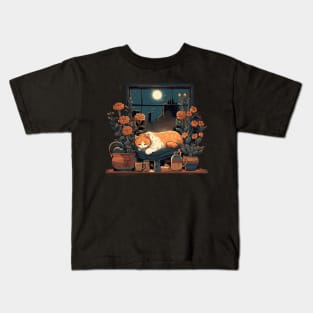 Lazy Cat Nap King Funny Cute Vintage Style Kids T-Shirt